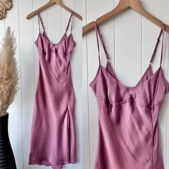 Free People dress midi slip satin slit summer spring femme - Picture 7 of 10